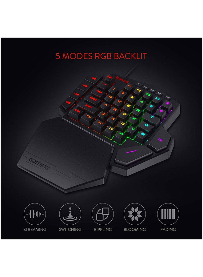 Redragon K585 DITI One-Handed RGB Mechanical Gaming Keyboard, Blue Switches, Professional Gaming Keypad with 7 Onboard Macro Keys, Detachable Wrist Rest, 42 Keys