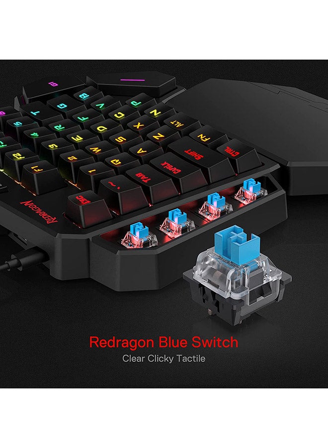 Redragon K585 DITI One-Handed RGB Mechanical Gaming Keyboard, Blue Switches, Professional Gaming Keypad with 7 Onboard Macro Keys, Detachable Wrist Rest, 42 Keys