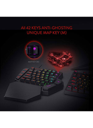 Redragon K585 DITI One-Handed RGB Mechanical Gaming Keyboard, Blue Switches, Professional Gaming Keypad with 7 Onboard Macro Keys, Detachable Wrist Rest, 42 Keys