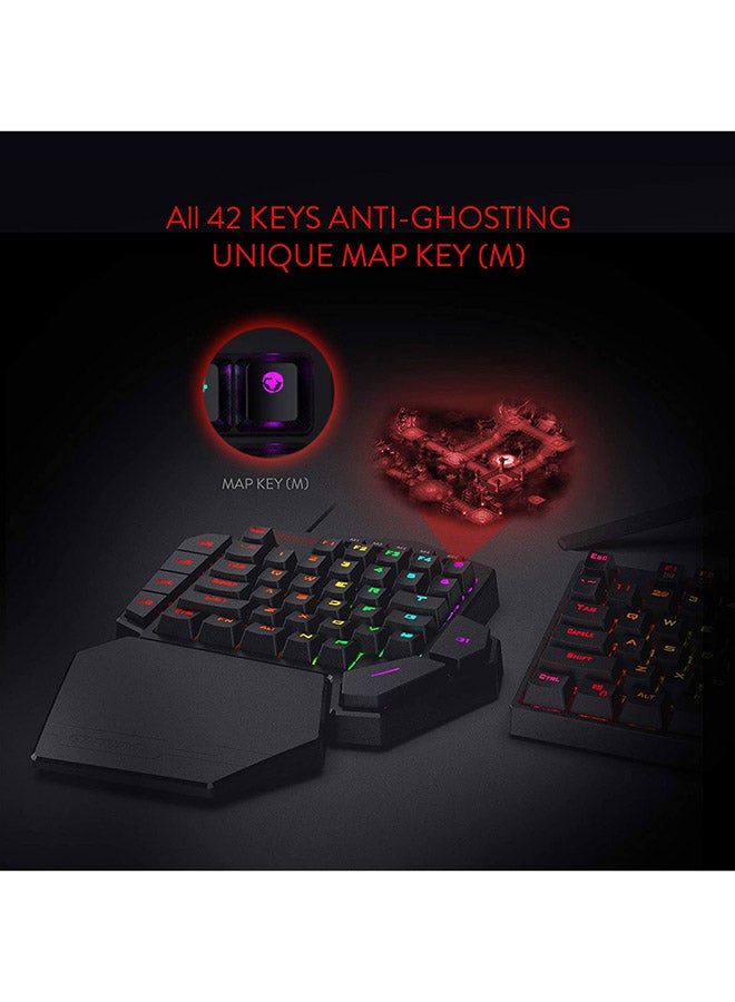 Redragon K585 DITI One-Handed RGB Mechanical Gaming Keyboard, Blue Switches, Professional Gaming Keypad with 7 Onboard Macro Keys, Detachable Wrist Rest, 42 Keys