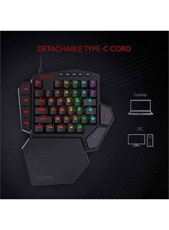 Redragon K585 DITI One-Handed RGB Mechanical Gaming Keyboard, Blue Switches, Professional Gaming Keypad with 7 Onboard Macro Keys, Detachable Wrist Rest, 42 Keys