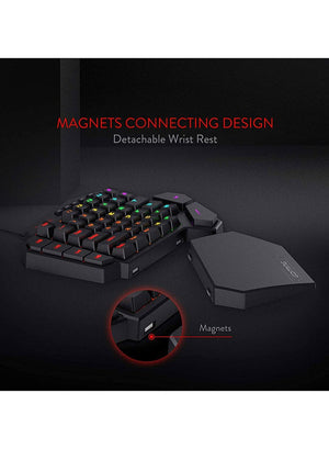 Redragon K585 DITI One-Handed RGB Mechanical Gaming Keyboard, Blue Switches, Professional Gaming Keypad with 7 Onboard Macro Keys, Detachable Wrist Rest, 42 Keys