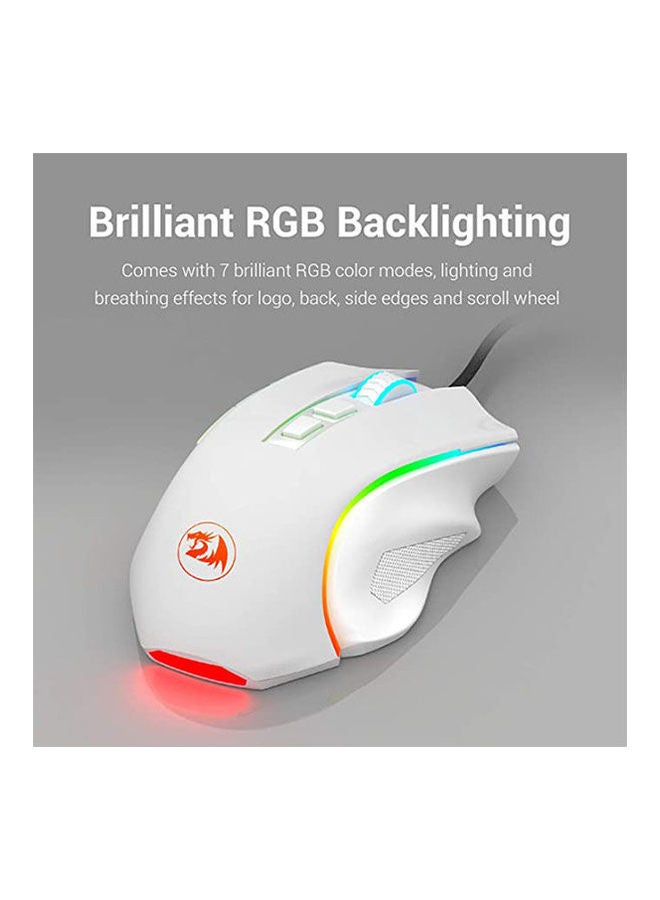 Redragon M607 Griffin 7200 DPI RGB Gaming Mouse WHITE