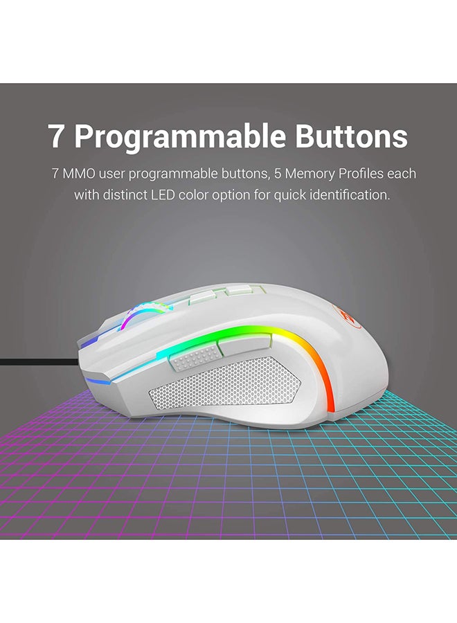 Redragon M607 Griffin 7200 DPI RGB Gaming Mouse WHITE