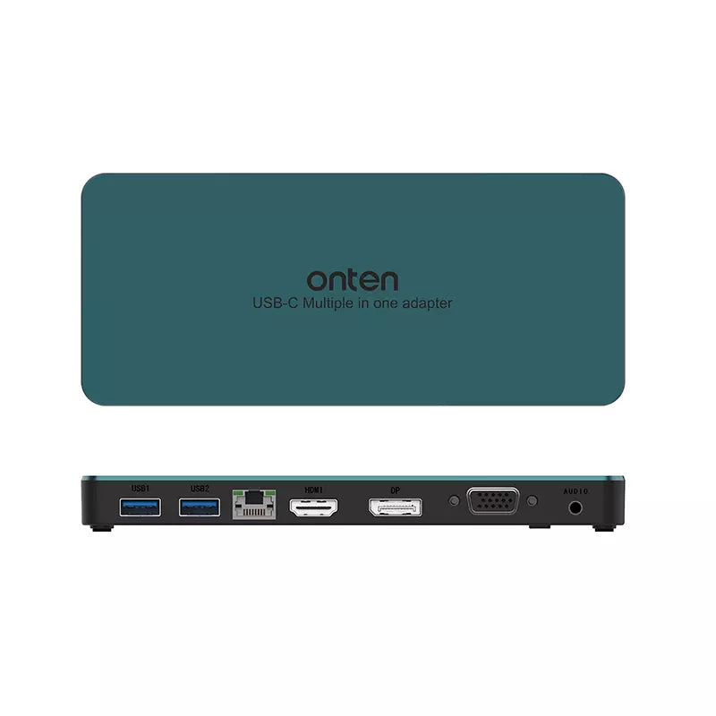 Onten Hub 9*1 Type C To 2-Ports USB3.0 HDMI Ethernet Display VGA Audio 2 Ports Type C OTN 9188S