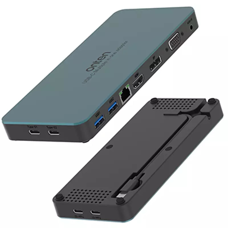 Onten Hub 9*1 Type C To 2-Ports USB3.0 HDMI Ethernet Display VGA Audio 2 Ports Type C OTN 9188S