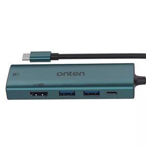 ONTEN UC126 USB C HUB 5-in-1, 2X USB 2.0, 2X HDMI 4K, USB-C Port PD 3.0