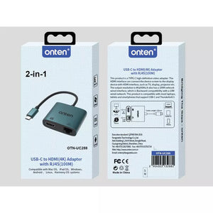 ONTEN UC288 USB-C to HDMI HD Video Adapter with RJ45(100M)