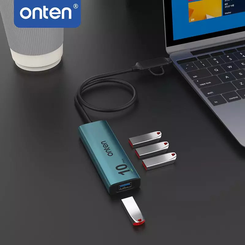 ONTEN UCA611+ 5 in 2 TypeC + USB to 4-Port USB3.2 Gen 2 10Gbps Aluminum Design