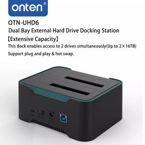 Onten UHD6 Dual Bay External HDD/SSD Enclosure 2.5/3.5 inch
