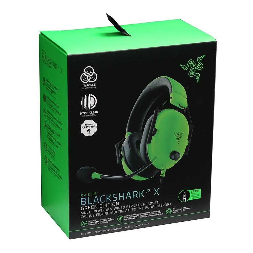 RAZER Blackshark V2 X Gaming Headset 7.1 Surround Sound (Green)