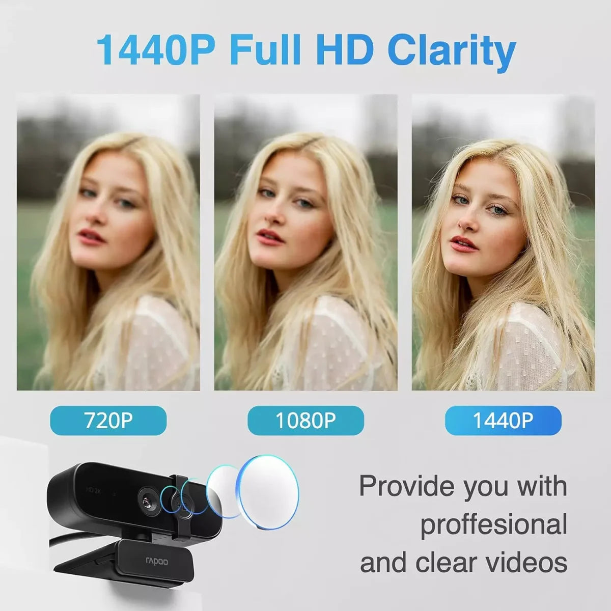 Rapoo C280 Webcam 1440P 2K – Built-in Microphone