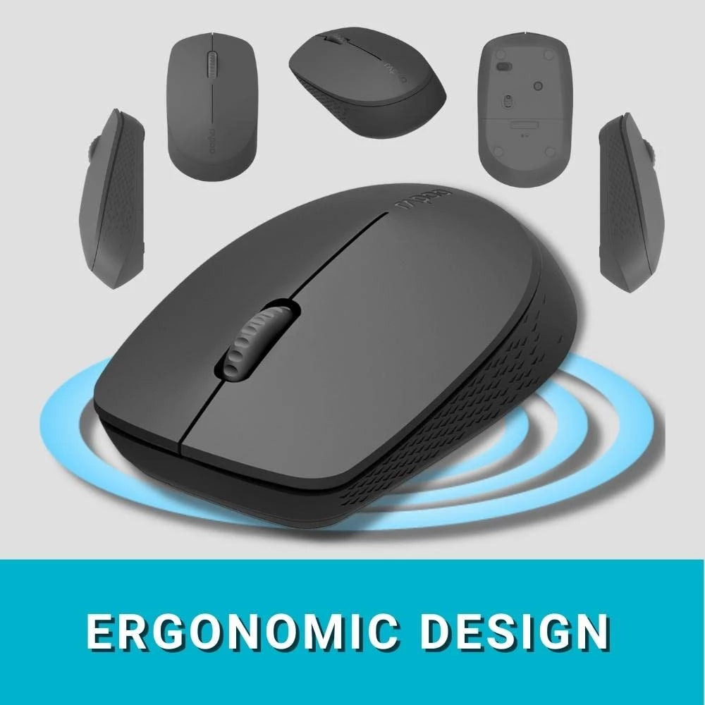 Rapoo M100 Ultra Silent Wireless Mouse with Bluetooth Multi-Device Connectivity Upto 3 Devices (grey)