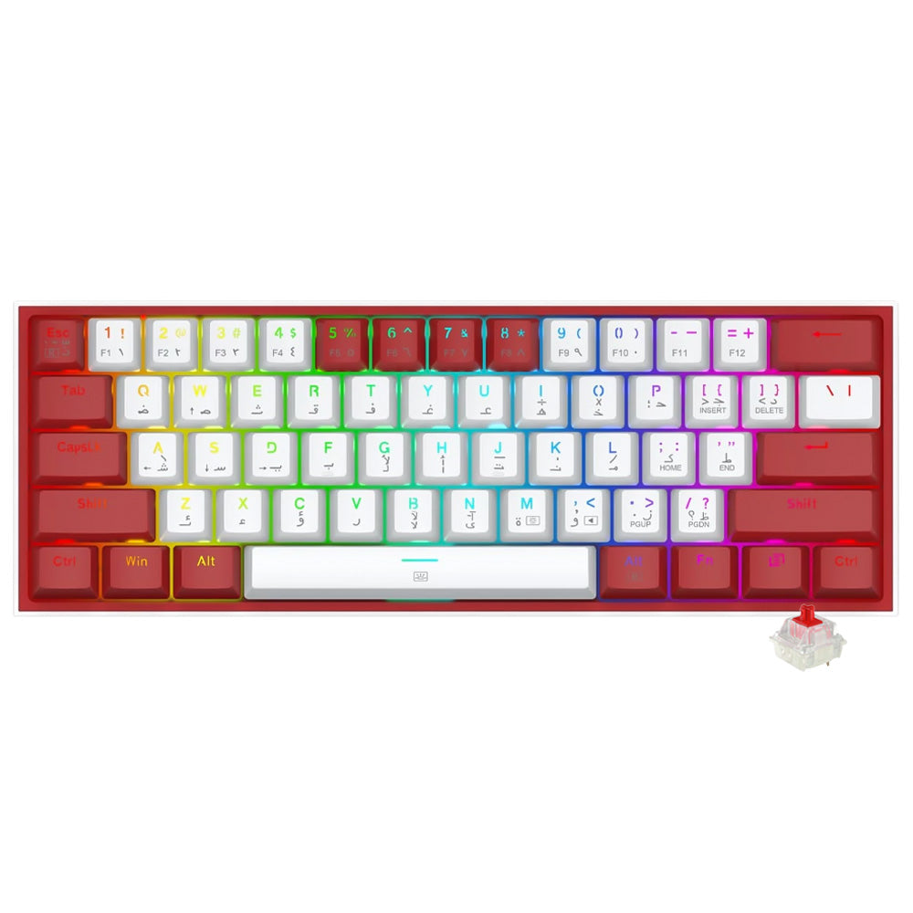 Redragon K617WR-RGB Fizz White/Red Compact 60% Mechanical Gaming Keyboard