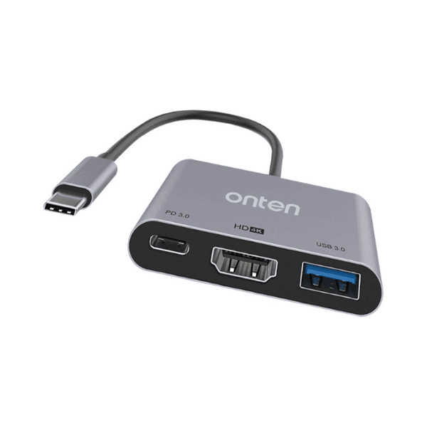 Onten Hub 3in1 Type-C To HDMI 4K*1@60Hz/HDMI 2K*1@60Hz + PD Charge OTN-9175S