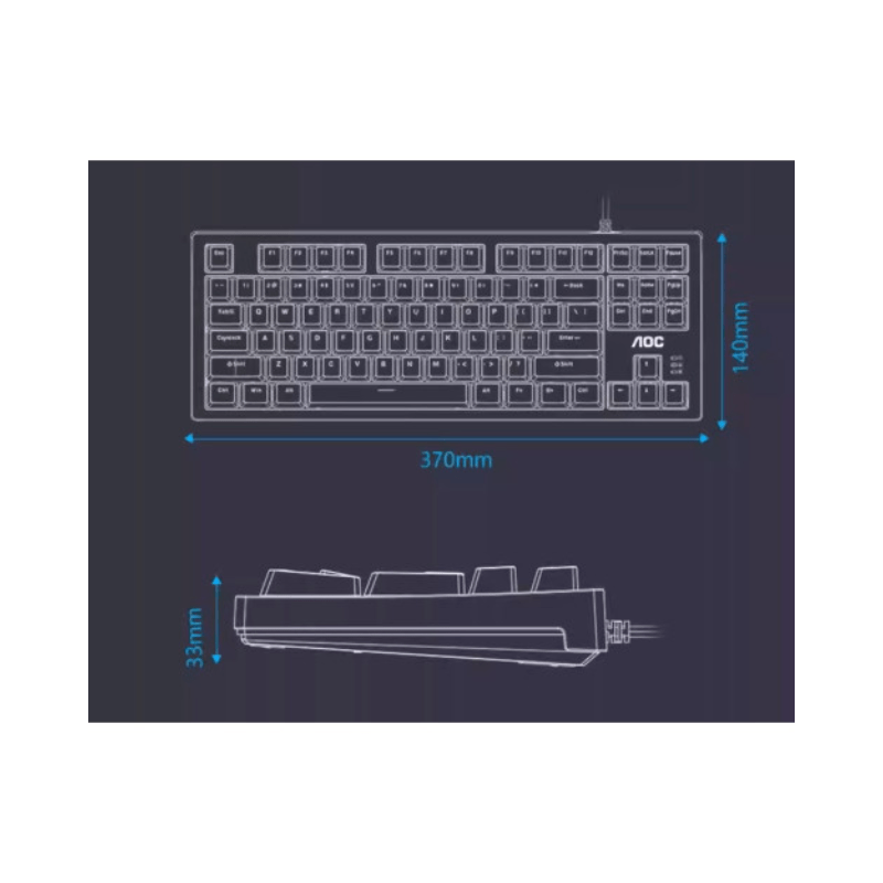 Keyboard AOC-GK230 Black Squre Blue Switch USB