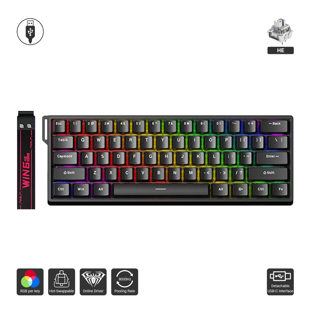 AULA WIN60HE Magnetic Switch Keyboard 8K Polling Rate BLACK