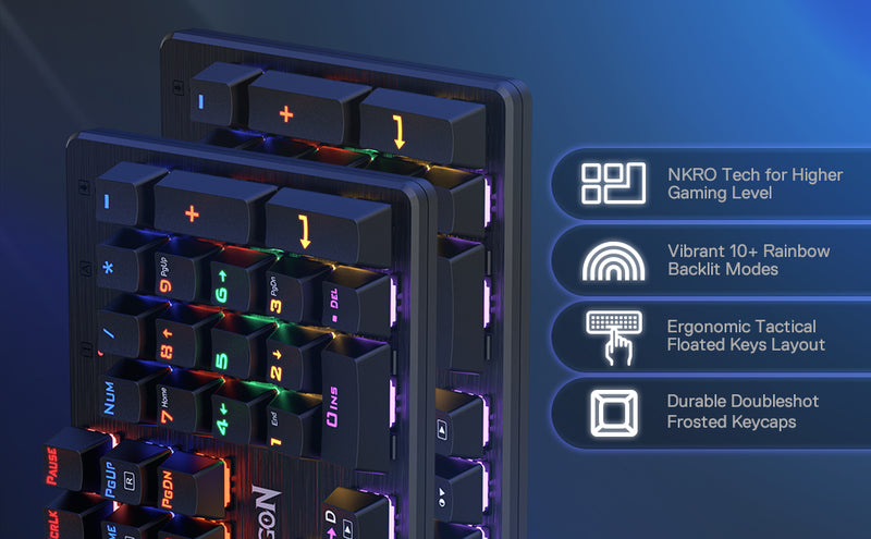 Redragon K608 Valheim Gaming Keyboard, 104 Keys NKRO Mechanical Keyboard w/Soft Tactile and Low Noise black Switch - Rainbow - عربي/eng
