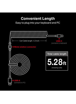 Redragon A115B Type C USB Coiled Spring Wire Cable
