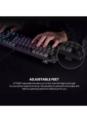 Fantech Atom TKL MK876 V2 RGB Blue Switches GRAY Wired Mechanical Keyboard - عربي/eng