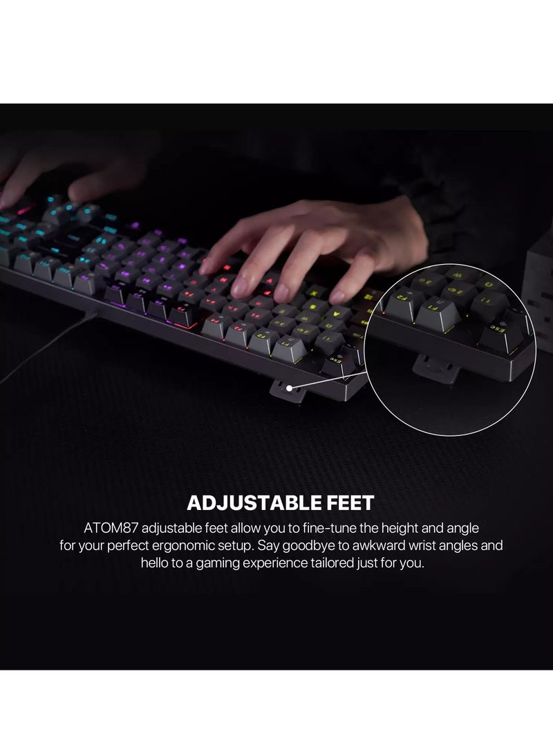 Fantech Atom TKL MK876 V2 RGB Blue Switches GRAY Wired Mechanical Keyboard - عربي/eng