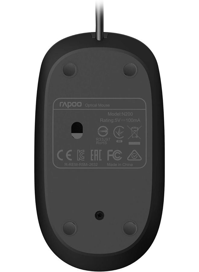 Rapoo N200 USB Wired Mouse Black