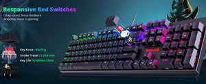REDRAGON K565R RUDRA ELITE Rainbow Backlit Mechanical Gaming Keyboard Blue SWITCH - عربي/eng