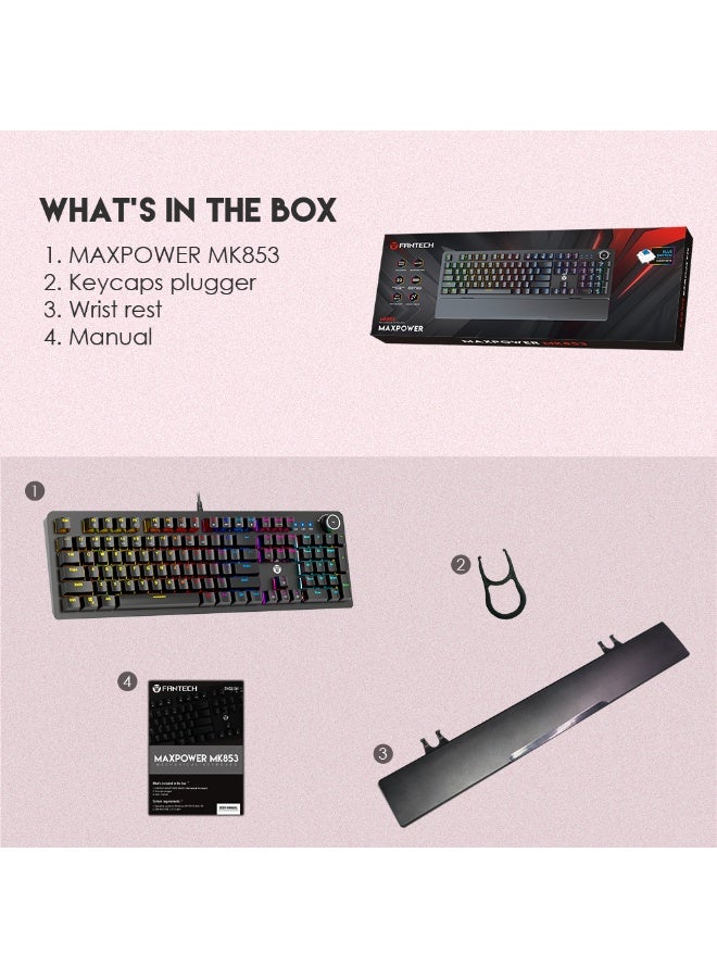 Fantech MAXPOWER MK853 Mechanical Keyboard Black | MK853 - عربي/eng