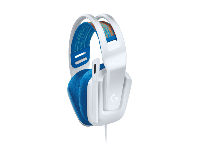 Logitech G335 Wired Gaming Headset features 40mm drivers, 20Hz-20kHz frequency response, 36 Ohms impedance, cardioid mic, 3.5mm jack compatibility, and a 2-year warranty