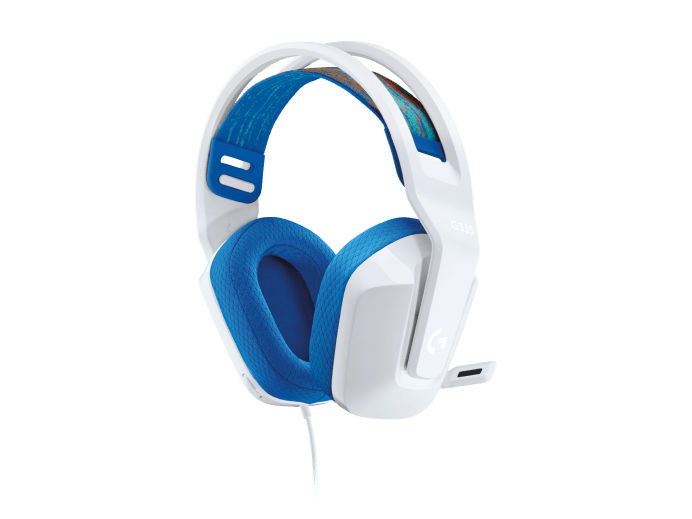 Logitech G335 Wired Gaming Headset features 40mm drivers, 20Hz-20kHz frequency response, 36 Ohms impedance, cardioid mic, 3.5mm jack compatibility, and a 2-year warranty