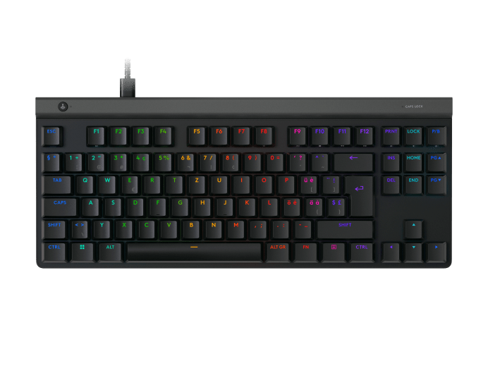 Logitech G515 TKL wired gaming keyboard with GL mechanical switches, customizable RGB lighting, sound-dampening construction, and up to 15 programmable keys via G HUB