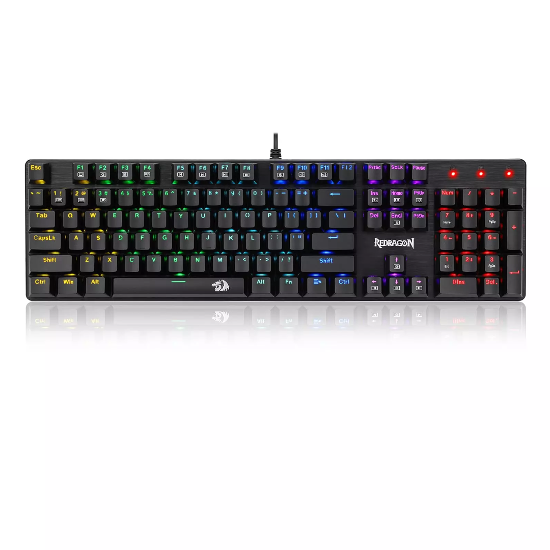 Redragon K608 Valheim Gaming Keyboard, 104 Keys NKRO Mechanical - Rainbow - عربي/eng