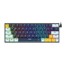 Fantech ATOM63 MK874V2 60% Gaming Mechanical Keyboard – Hot Swap – 17 RGB Lighting Modes – Removable Type-C cable – 63 PBT Arabic / English Keycap | Navy