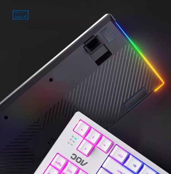AOC GK230 Rainbow TKL Gaming Mechanical Keyboard – AR / EN 87 Key – Blue Switch | White