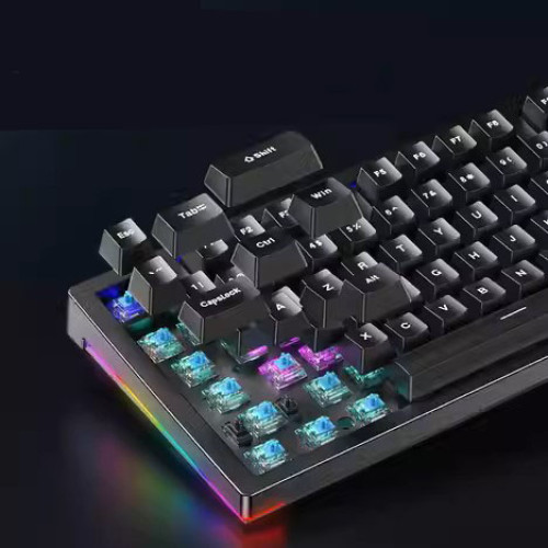 AOC GK230 Rainbow TKL Gaming Mechanical Keyboard – AR / EN 87 Key – Blue Switch | White