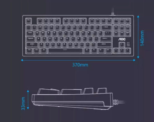 AOC GK230 Rainbow TKL Gaming Mechanical Keyboard – AR / EN 87 Key – Blue Switch | White