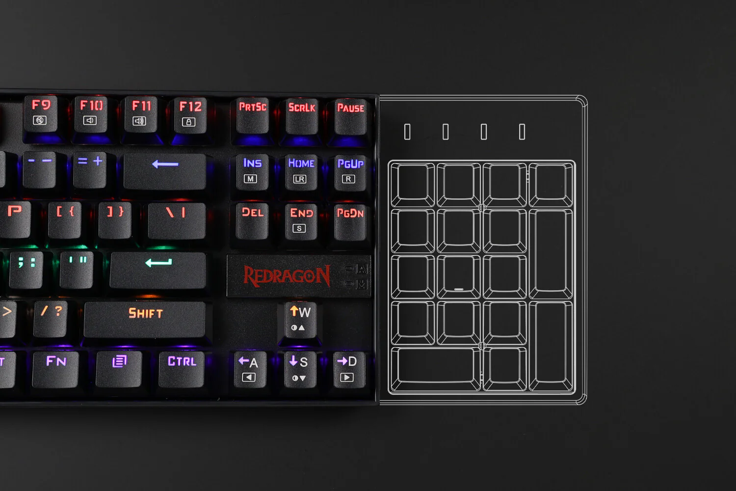 Redragon K552 KUMARA Mechanical Gaming Keyboard – Red Switches – Rainbow - عربي/eng