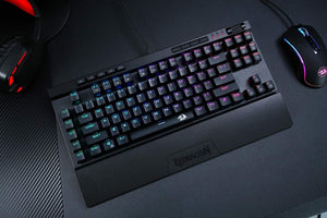 Redragon K587 MAGIC-WAND 87 Keys Compact RGB TKL Mechanical Gaming Keyboard, Type-C Keyboard with 9 Onboard Macro Keys, Detachable Wrist Rest - عربي/eng