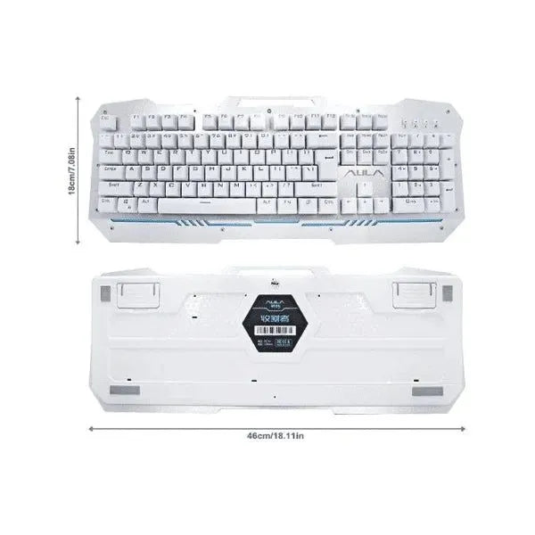 Aula F2009 LED Backlight Wired Backlit Professional Mechanical Gaming Keyboard - White