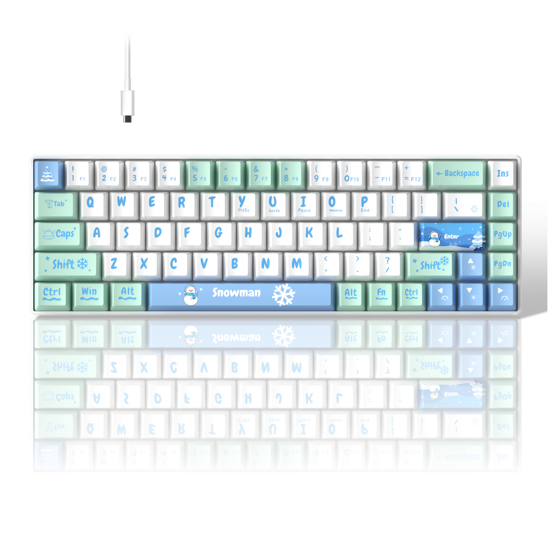 MageGee MK-Box Snoman Wired Mechanical Keyboard (Ivory white switch Lubed Switchs Sound Foam Layer)