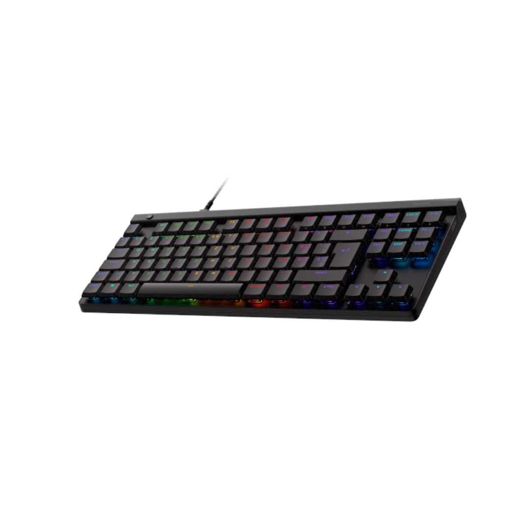 Logitech G515 TKL wired gaming keyboard with GL mechanical switches, customizable RGB lighting, sound-dampening construction, and up to 15 programmable keys via G HUB