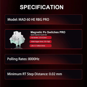 Madlions Professional Gaming Magnetic Keyboard MAD 60 HE RGB - Magnetic Amber Pro Switches - Black