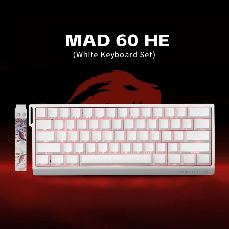 Madlions Professional Gaming Magnetic Keyboard MAD 60 HE Without RGB -  Magnetic Amber Pro Switches - White
