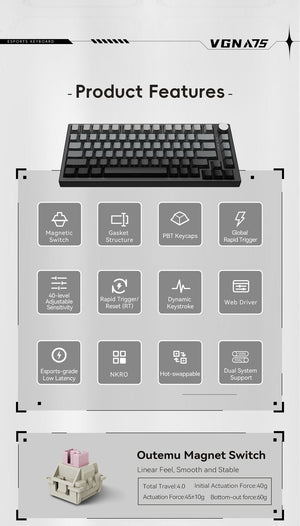 VGN A75 eSports Hall Effect Gasket-Mount Keyboard Magnetic KEYBOARD