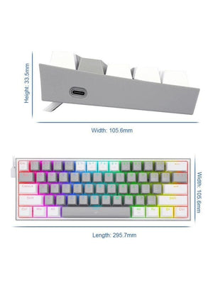 Redragon K617-RGB Gray/White Mechanical Gaming Keyboard – 60% Compact, RGB, Hot-Swappable