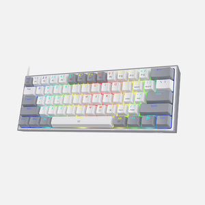 Redragon K617-RGB White/Gray Mechanical Gaming Keyboard – 60% Compact, RGB, Hot-Swappable