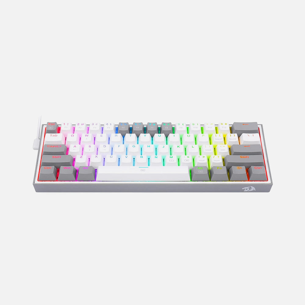 Redragon K617-RGB White/Gray Mechanical Gaming Keyboard – 60% Compact, RGB, Hot-Swappable