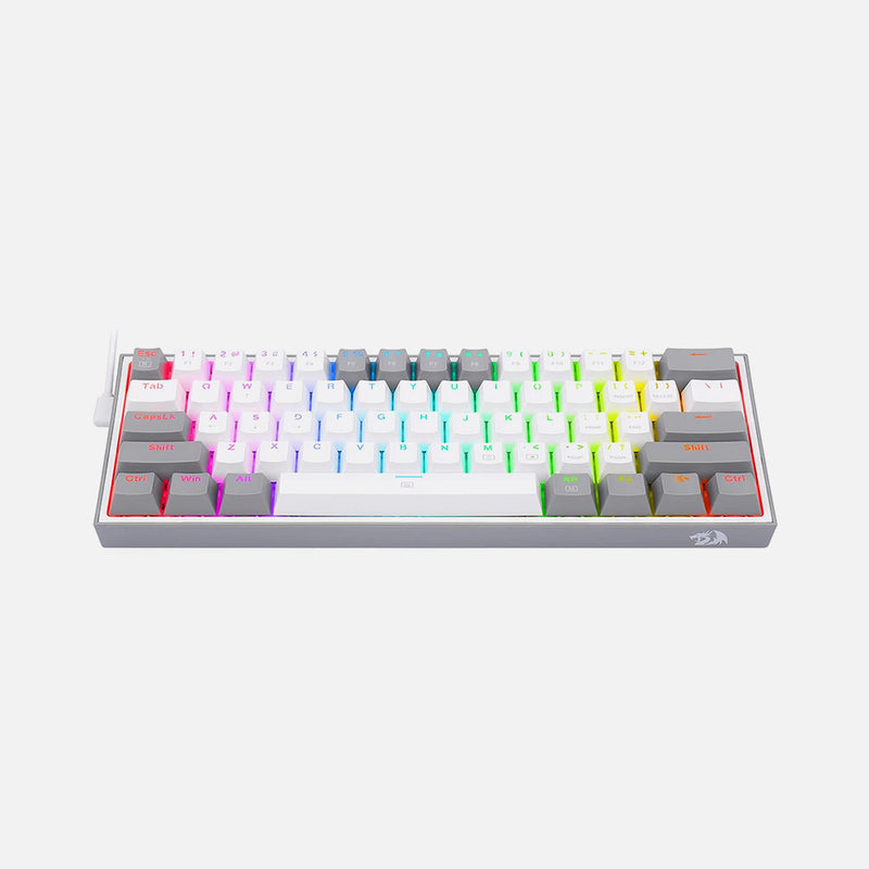 Redragon K617-RGB White/Gray Mechanical Gaming Keyboard – 60% Compact, RGB, Hot-Swappable