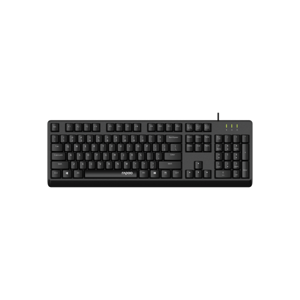 NK1900 Wired Keyboard with USB Connectivity, 1.5m Cable Length, Spill Resistant, Laser Carved Keycap, English-Arabic Layout, AR_12387 Black