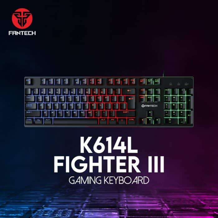 Fantech K614L Fighter III RGB Wired Gaming Keyboard Black - عربي/eng - Side View